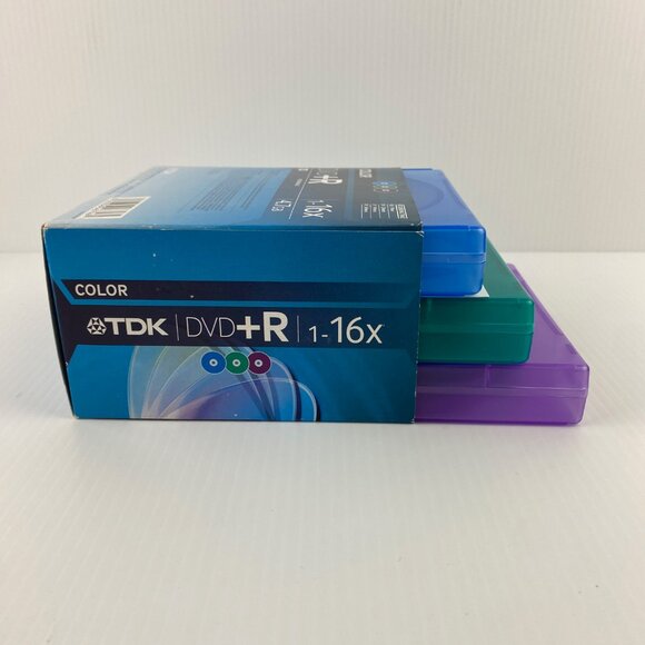 TDK DVD-R 30 Pack Color Blanks in 3 Plastic Cases 10 disc ea  Blue Purple Green - Picture 5 of 7